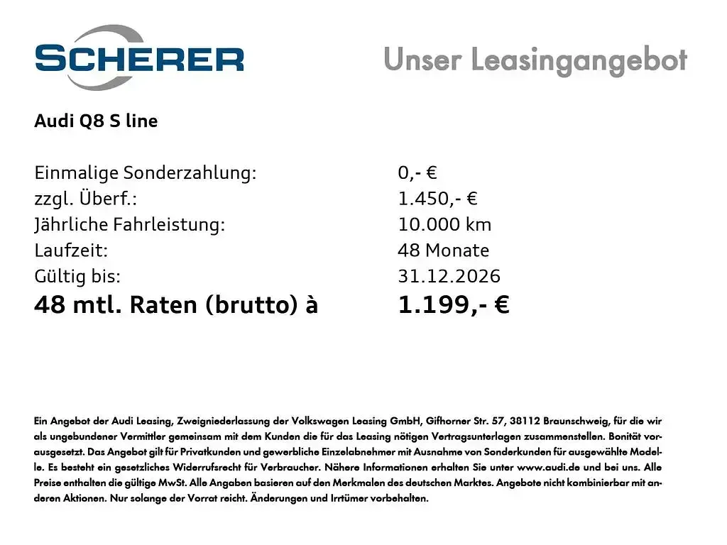 Neu Audi Q8 S-Line 490 PS (360 kW) 2026 Mythosschwarz metallic SUV