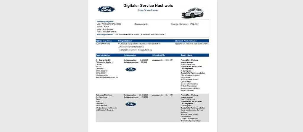 Gebraucht Ford Kuga Titanium X 150 PS (110 kW) 2021 Frostweiß SUV