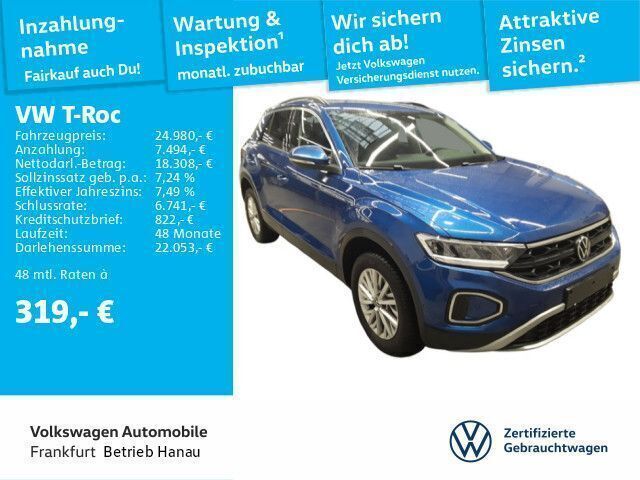 Ravennablau metallic Gebraucht 2024 VW T-Roc Life SUV | 24.980 € (Fairer Preis) - Bild 1/4
