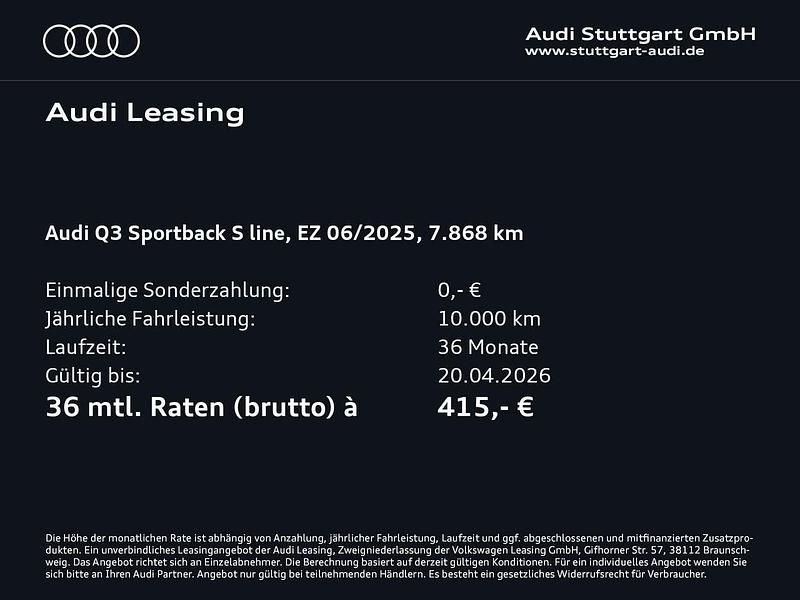 Gebraucht Audi Q3 S-Line 150 PS (110 kW) 2025 Mythosschwarz metallic SUV