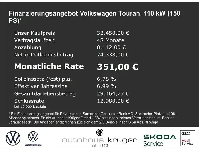 Gebraucht VW Touran Comfortline 150 PS (110 kW) 2025 Pure white Van / Kleinbus