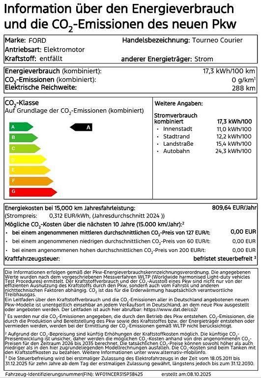 Frozen white Neu 2025 Ford Tourneo Courier Trend Van / Kleinbus | 31.850 € (Fairer Preis) - Bild 1/1