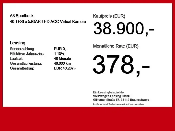 Occasion Audi A3 204 ch (150 kW) 2025 Vert Berline