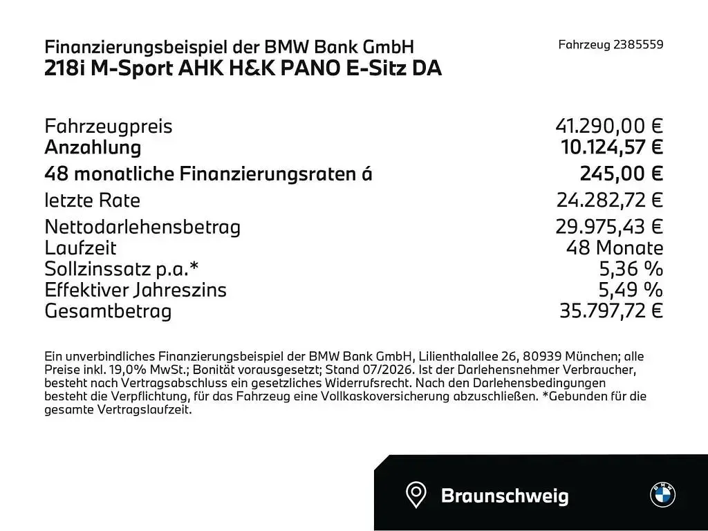 Neu BMW 218 Comfort Edition 136 PS (100 kW) 2025 Skyscraper grau (grau) Van / Kleinbus