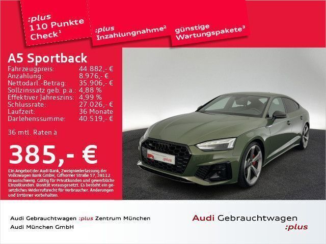 Distriktgrün metallic Gebraucht 2022 Audi A5 Sportback S-Line Kleinwagen | 46.489 € - Bild 1/2