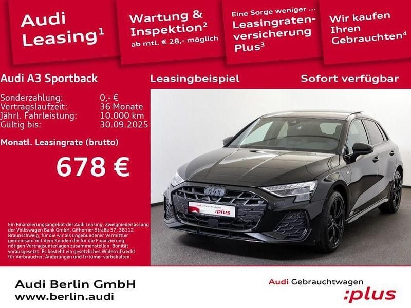 Mythosschwarz metallic Gebraucht 2025 Audi A3 Sportback e-tron S-Line Kleinwagen | 53.900 € - Bild 1/3
