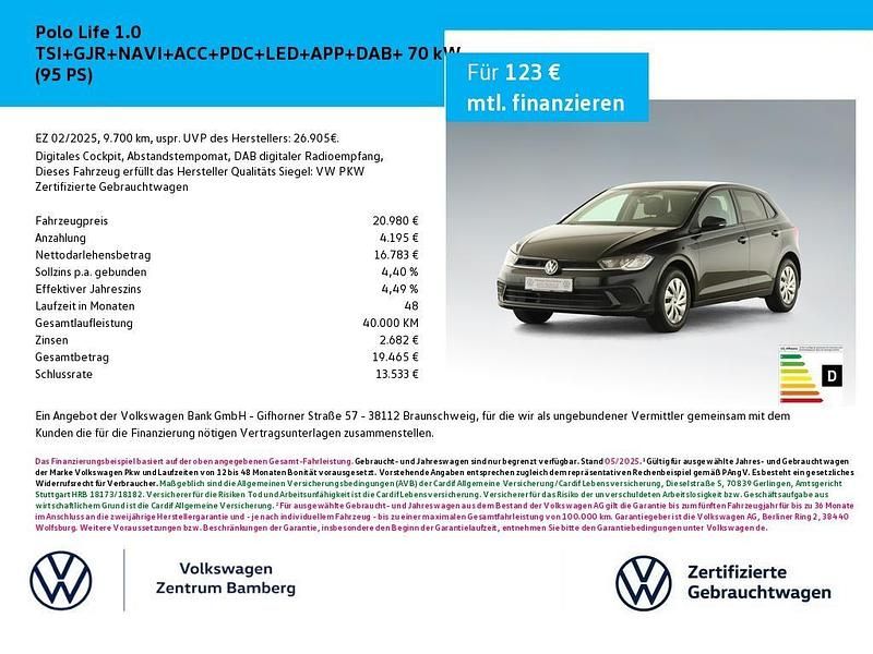 Gebraucht VW Polo Life 95 PS (69 kW) 2025 Schwarz Limousine