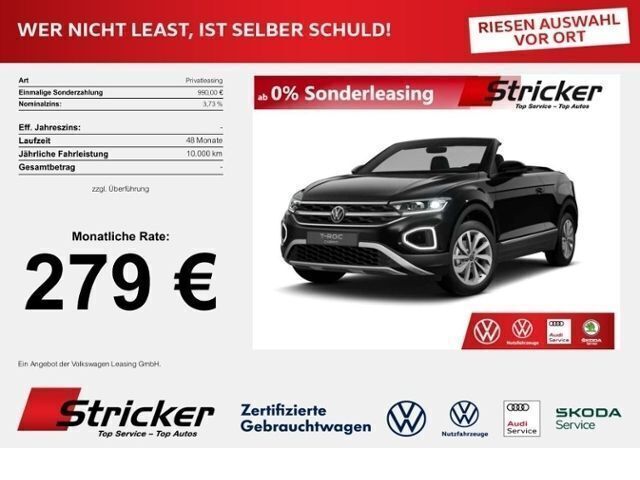 Schwarz Neu 2025 VW T-Roc Cabriolet Style Cabrio | 33.989 € (Fairer Preis) - Bild 1/2