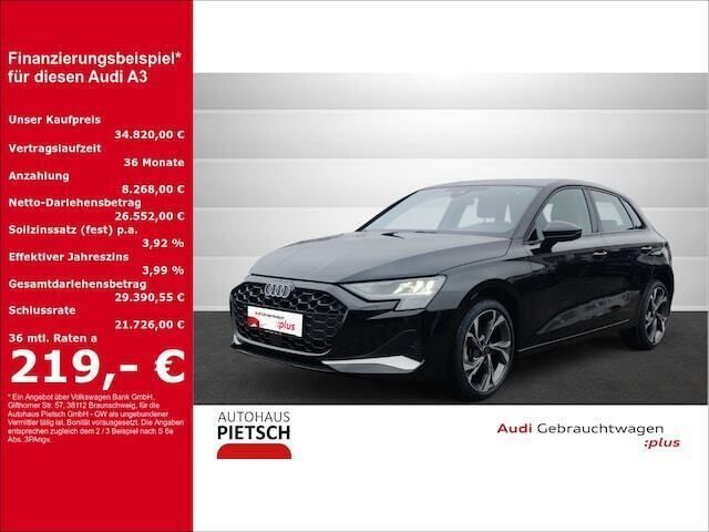 Mythosschwarz metallic Gebraucht 2025 Audi A3 Advanced Plus | 34.820 € (Etwas zu teuer) - Bild 1/4