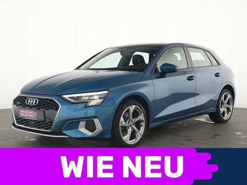 Atollblau metallic Gebraucht 2021 Audi A3 Sportback Kombi | 27.555 € (Guter Preis) - Bild 1/4