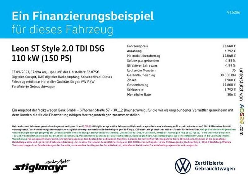 Gebraucht Seat Leon ST Style 150 PS (110 kW) 2023 Mitternachtsschwarz Kombi