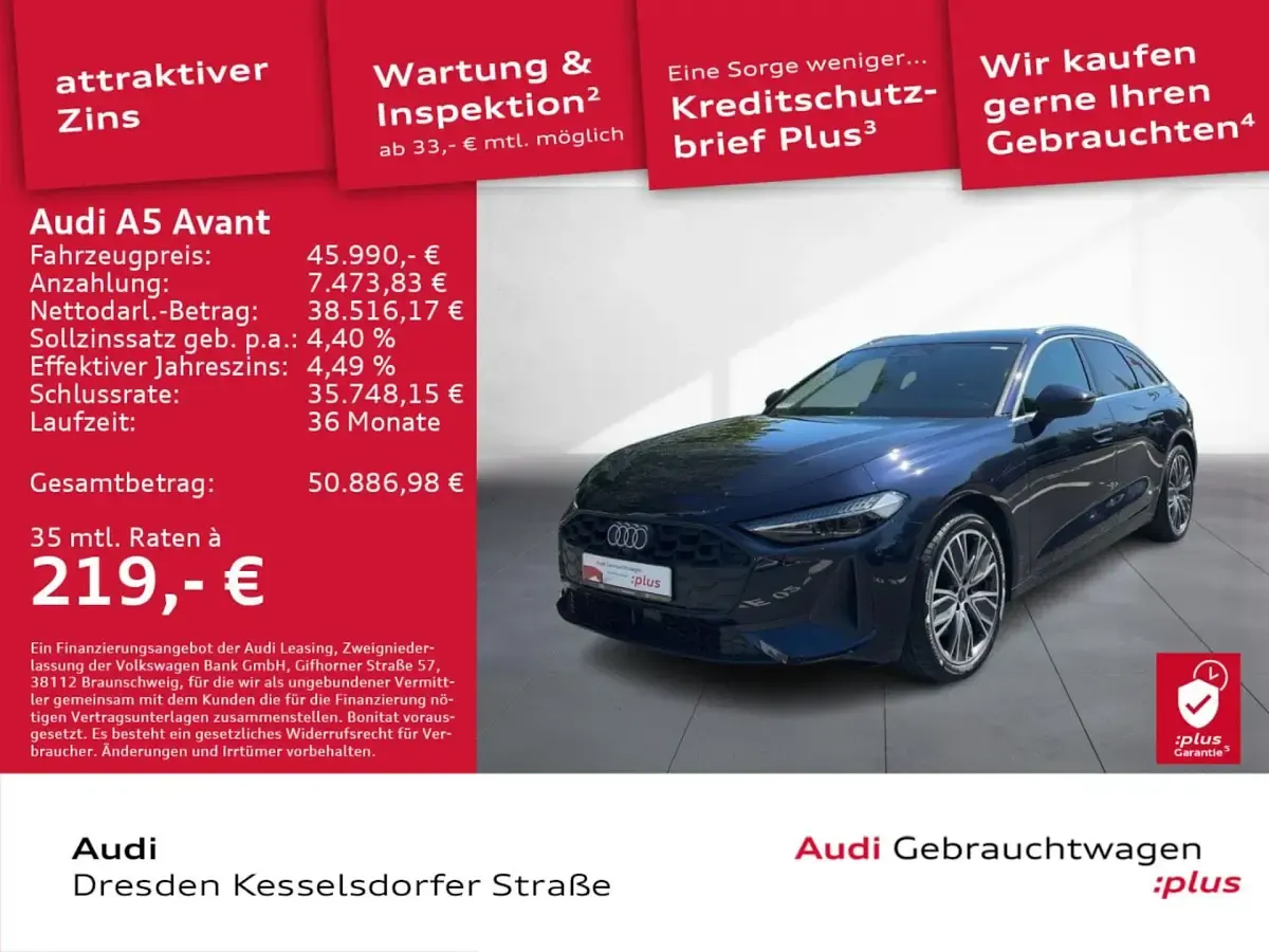 Gebraucht Audi A5 Sport 204 PS (150 kW) 2025 Firmamentblau metallic Kombi