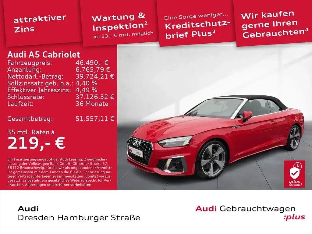 Gebraucht Audi A5 Cabriolet S-Line 204 PS (150 kW) 2024 Rot Cabrio