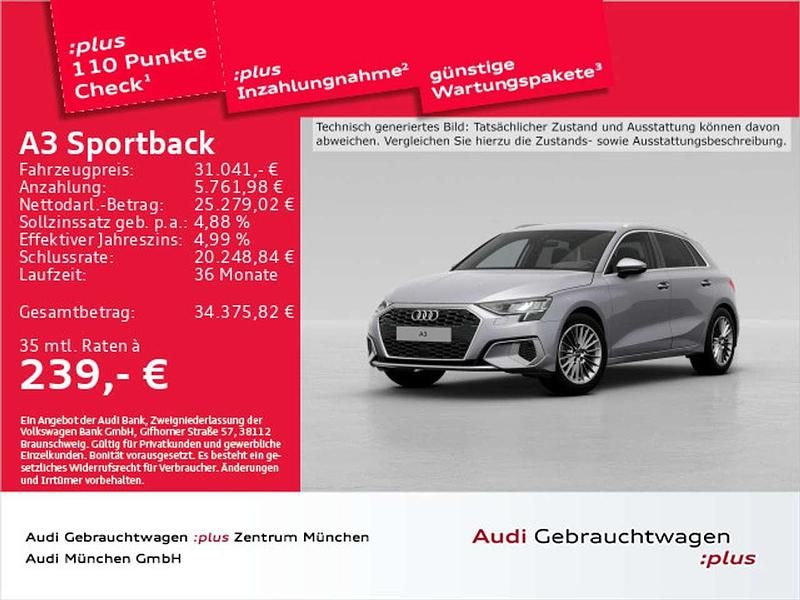 Florettsilber metallic Gebraucht 2024 Audi A3 Advanced Limousine | 31.041 € (Guter Preis) - Bild 1/2