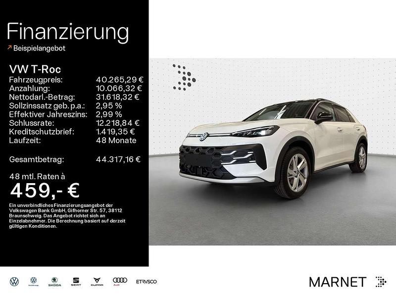 Pure white uni schwarz uni Neu 2025 VW T-Roc Life SUV | 40.265 € (Etwas zu teuer) - Bild 1/4