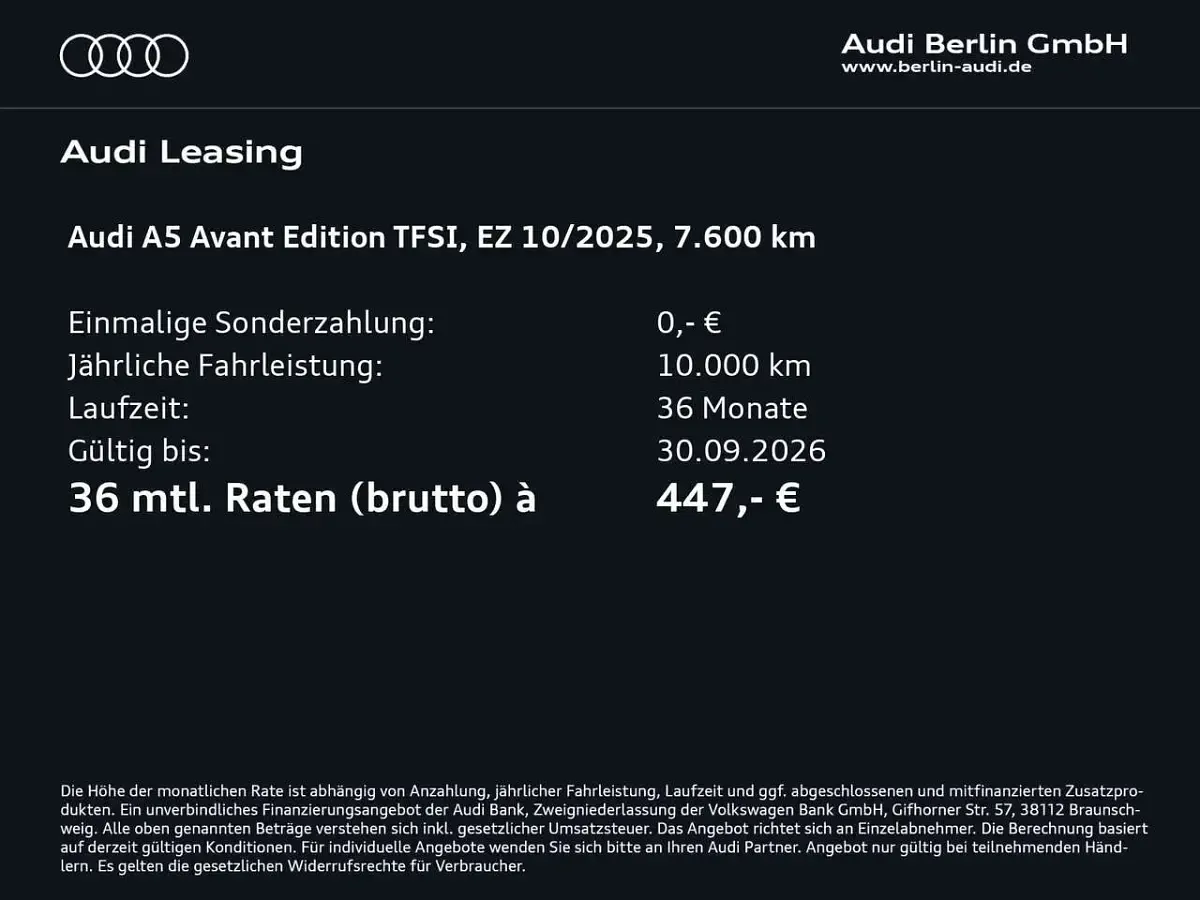 Gebraucht Audi A5 Edition .1 204 PS (150 kW) 2025 Weiß Kombi