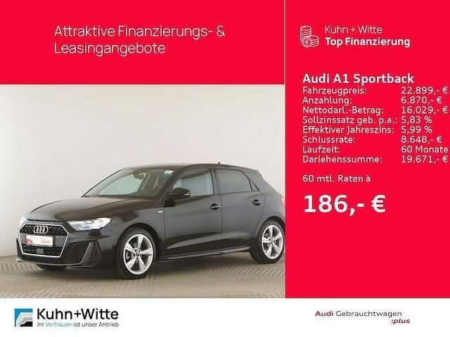 Mythosschwarz metallic Gebraucht 2022 Audi A1 Sportback S-Line Kleinwagen | 22.899 € (Fairer Preis) - Bild 1/4
