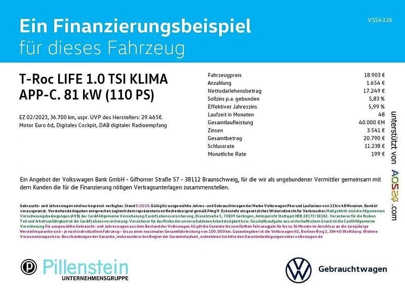 Gebraucht VW T-Roc Life 110 PS (80 kW) 2023 Grau SUV