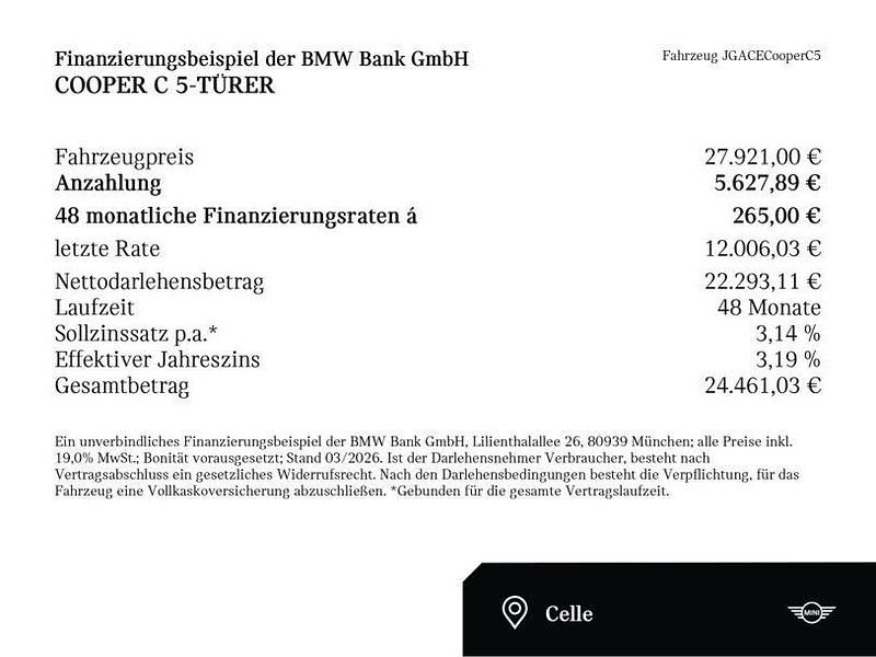 Gebraucht Mini Cooper 156 PS (114 kW) 2024 Ocean wave green (grün) Kleinwagen