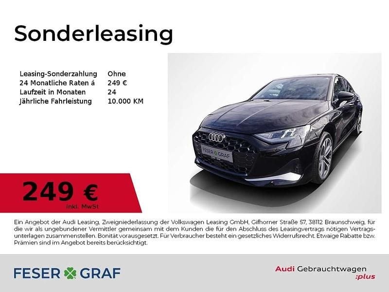 Mythosschwarz metallic Gebraucht 2025 Audi A3 Advanced Plus Limousine | 32.240 € (Fairer Preis) - Bild 1/3