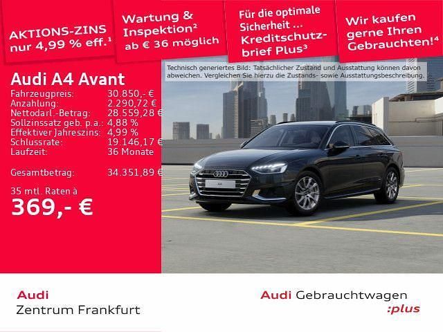 Brillantschwarz Gebraucht 2023 Audi A4 Advanced Kombi | 30.850 € (Fairer Preis) - Bild 1/3