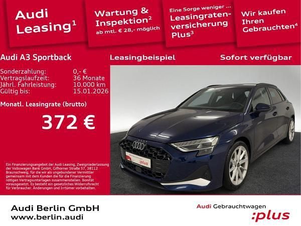 Blau (navarrablau metallic) Gebraucht 2024 Audi A3 Advanced Plus Kombi | 33.501 € (Guter Preis) - Bild 1/3