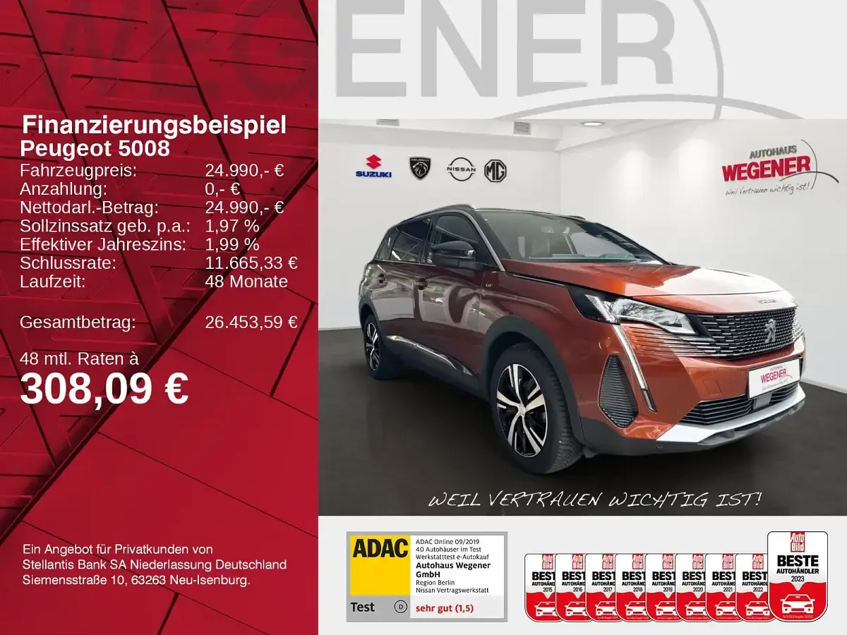 Gebraucht Peugeot 5008 GT 131 PS (96 kW) 2023 Copper braun met. Van / Kleinbus