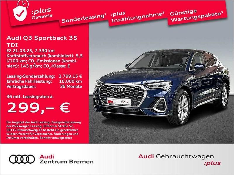 Blau Gebraucht 2025 Audi Q3 Sportback S-Line SUV | 42.390 € (Fairer Preis) - Bild 1/4