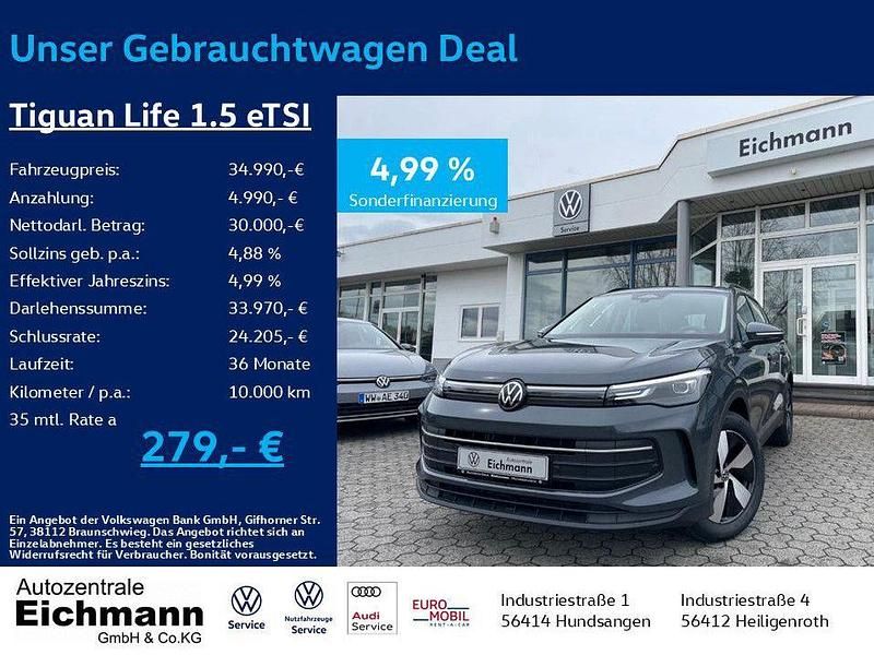 Grau Gebraucht 2024 VW Tiguan Life SUV | 34.990 € (Teuer) - Bild 1/4