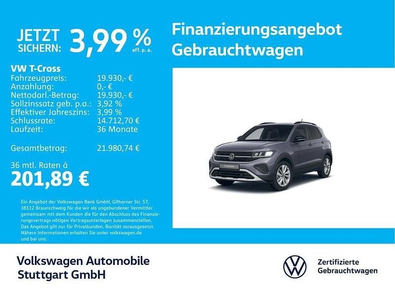 Grau Gebraucht 2024 VW T-Cross Life SUV | 19.930 € (Guter Preis) - Bild 1/4
