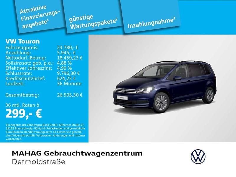 Blau Gebraucht 2022 VW Touran Comfortline Van / Kleinbus | 23.780 € (Guter Preis) - Bild 1/2