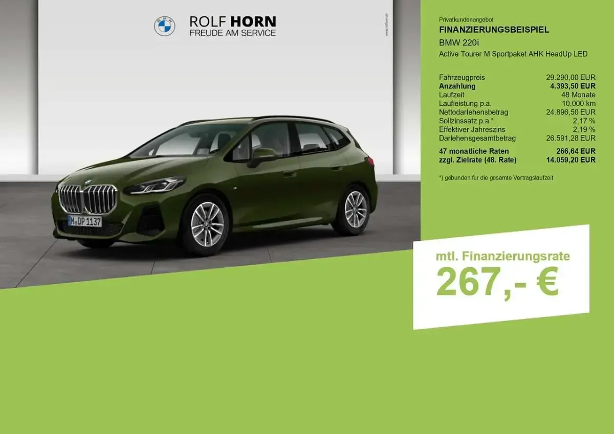 Gebraucht BMW 220 Active Tourer M Sport 170 PS (125 kW) 2025 Grün Van / Kleinbus