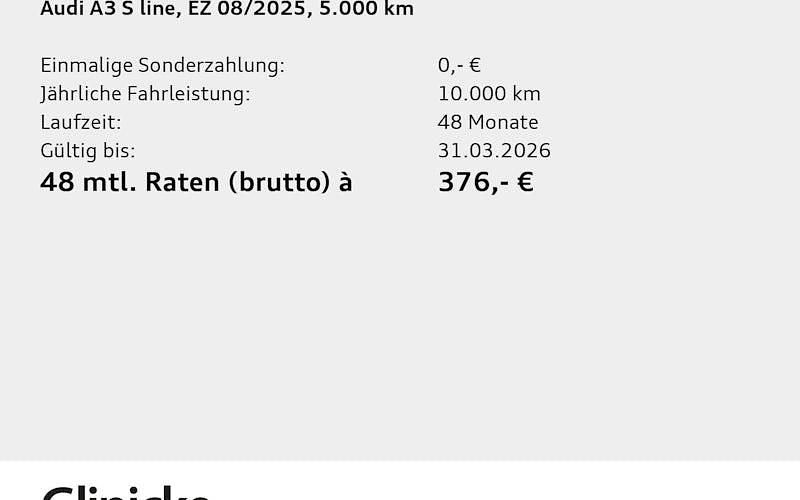 Gebraucht Audi A3 S-Line 116 PS (85 kW) 2025 Gletscherweiß metallic Limousine