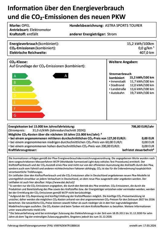 Neu Opel Astra 114 kW (156 PS) 2025 Schwarz Kombi