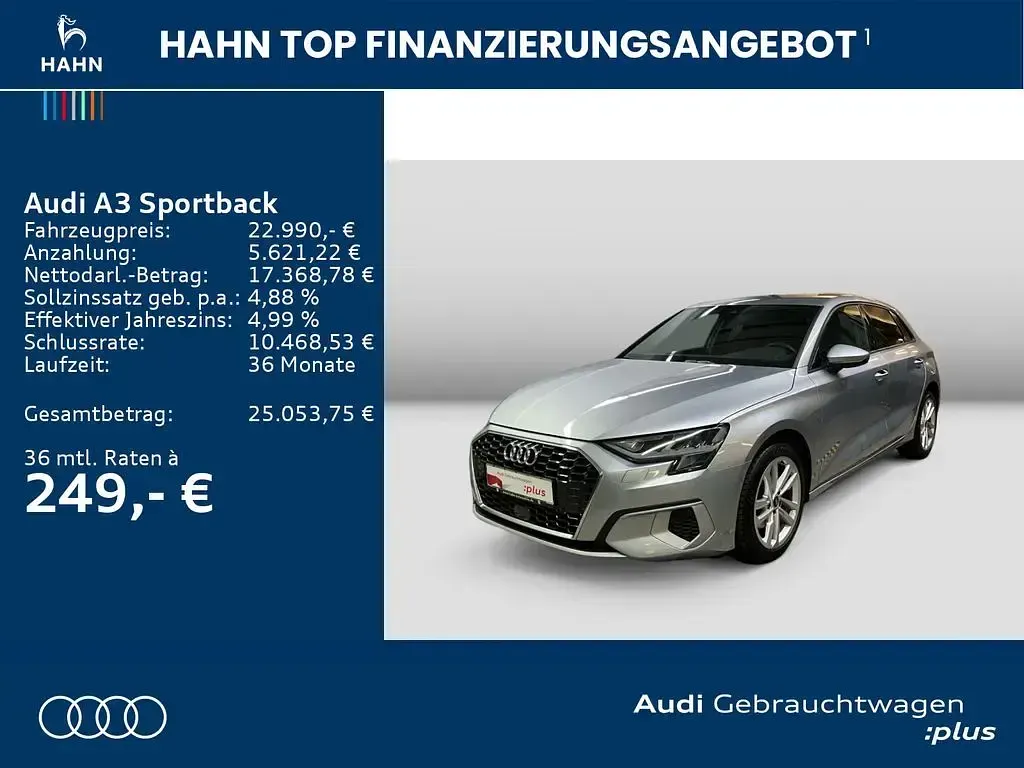 Brugt Audi A3 Advanced 200 HK (147 kW) 2022 Sølv Sedan