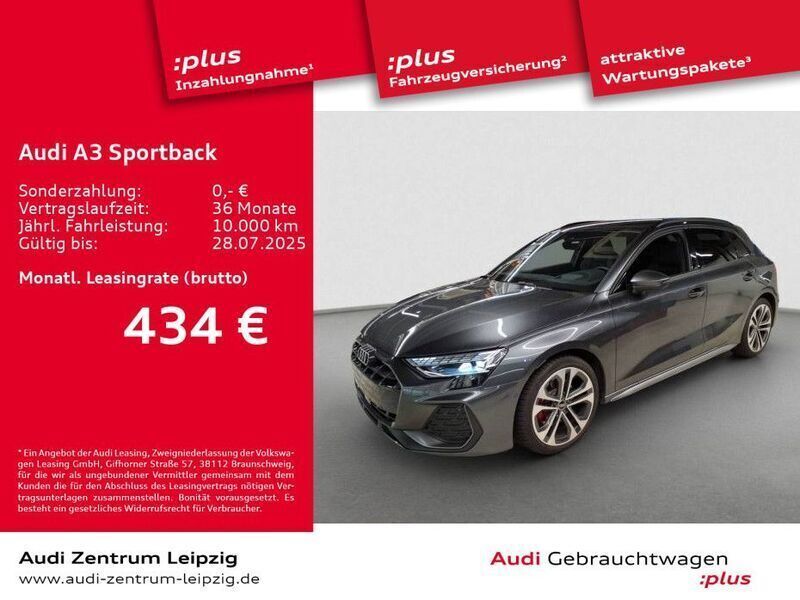 Grau Gebraucht 2024 Audi A3 Sportback S-Line Limousine | 43.990 € (Teuer) - Bild 1/3