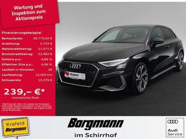 Schwarz / mythosschwarz Gebraucht 2022 Audi A3 S-Line | 26.774 € (Guter Preis) - Bild 1/4