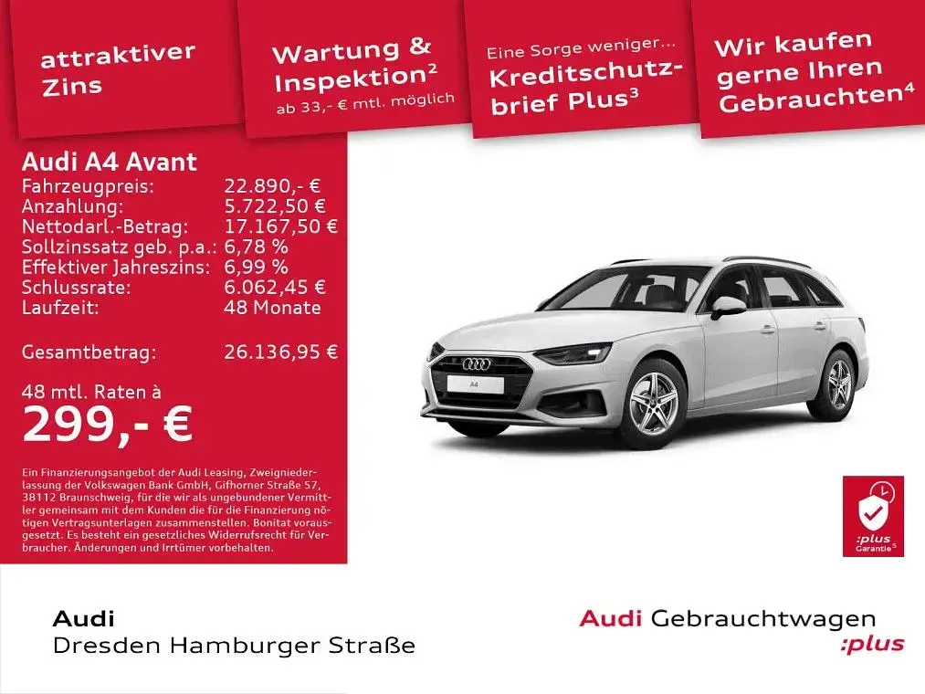 Gebraucht Audi A4 136 PS (100 kW) 2023 Ibisweiß Kombi