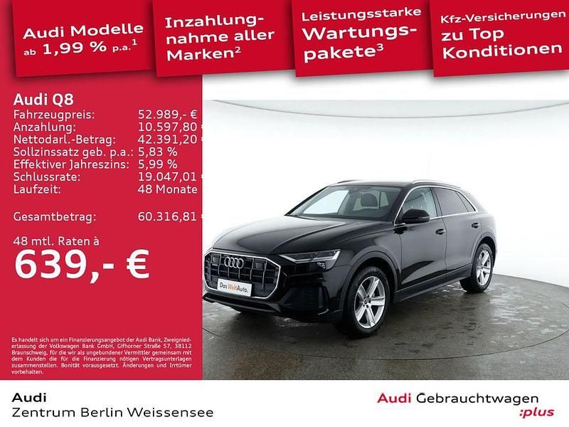 Mythosschwarz metallic Gebraucht 2022 Audi Q8 Ambiente SUV | 52.989 € (Superpreis) - Bild 1/4