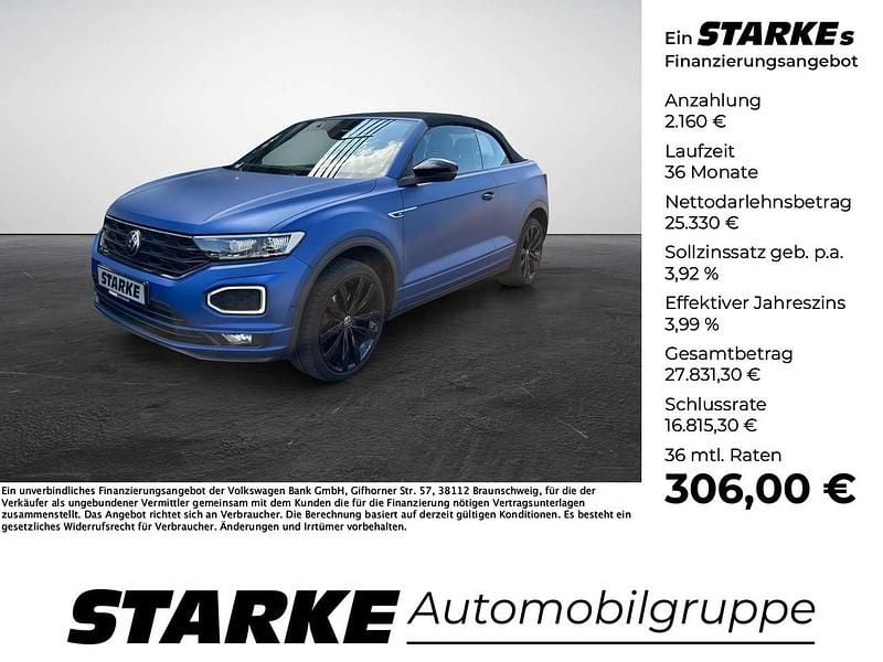 Ravennablau matt/schwarz Gebraucht 2021 VW T-Roc Cabriolet Edition Cabrio | 27.490 € (Fairer Preis) - Bild 1/4