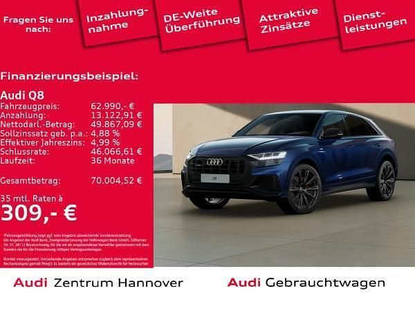 Blau (2d navarrablau metallic) Gebraucht 2022 Audi Q8 Ambiente SUV | 62.991 € (Fairer Preis) - Bild 1/4