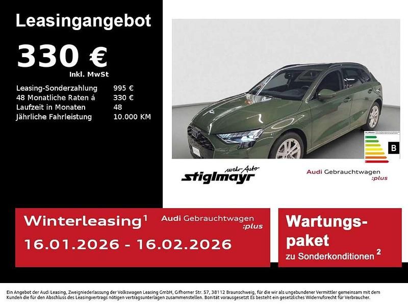 Distriktgrün metallic Gebraucht 2025 Audi A3 Limousine | 38.620 € (Fairer Preis) - Bild 1/3