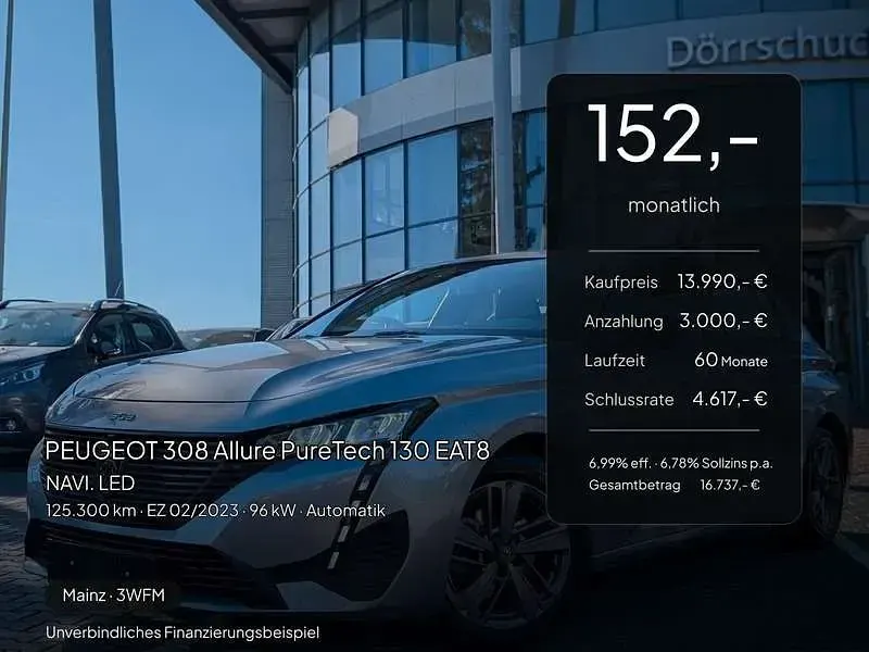 Gebraucht Peugeot 308 Allure 131 PS (96 kW) 2023 Grau artense (metallic) Limousine