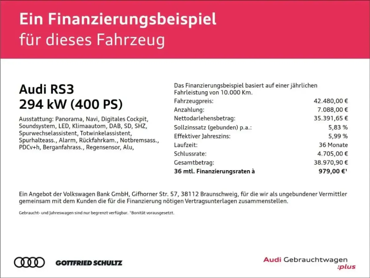 Gebraucht Audi RS3 Sport 400 PS (294 kW) 2020 Schwarz Limousine