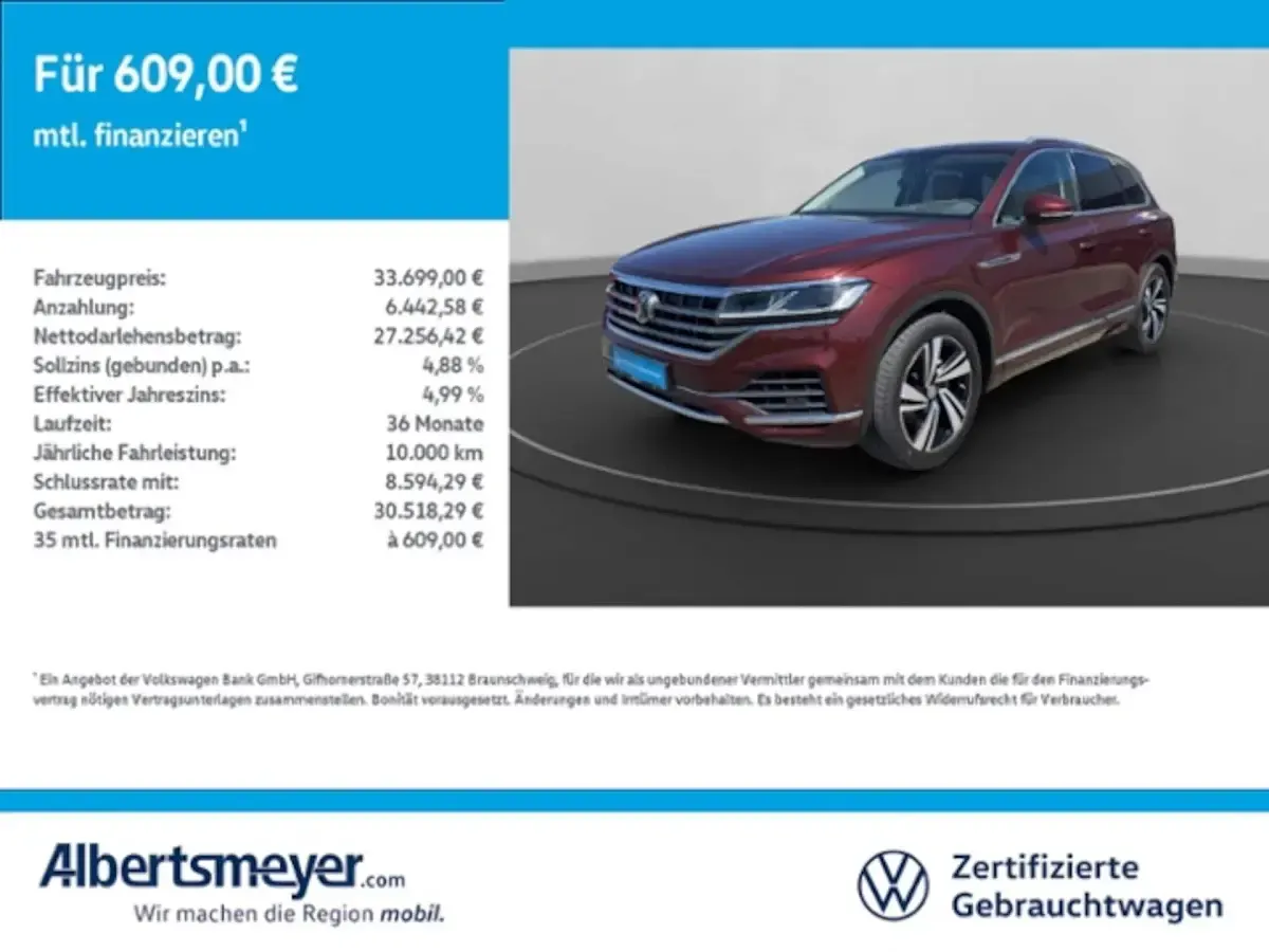 Gebraucht VW Touareg Basis 231 PS (169 kW) 2019 Rot SUV