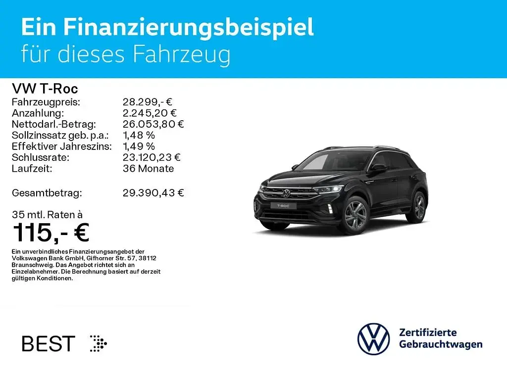 Gebraucht VW T-Roc R-line 150 PS (110 kW) 2025 Grenadillschwarz metallic SUV