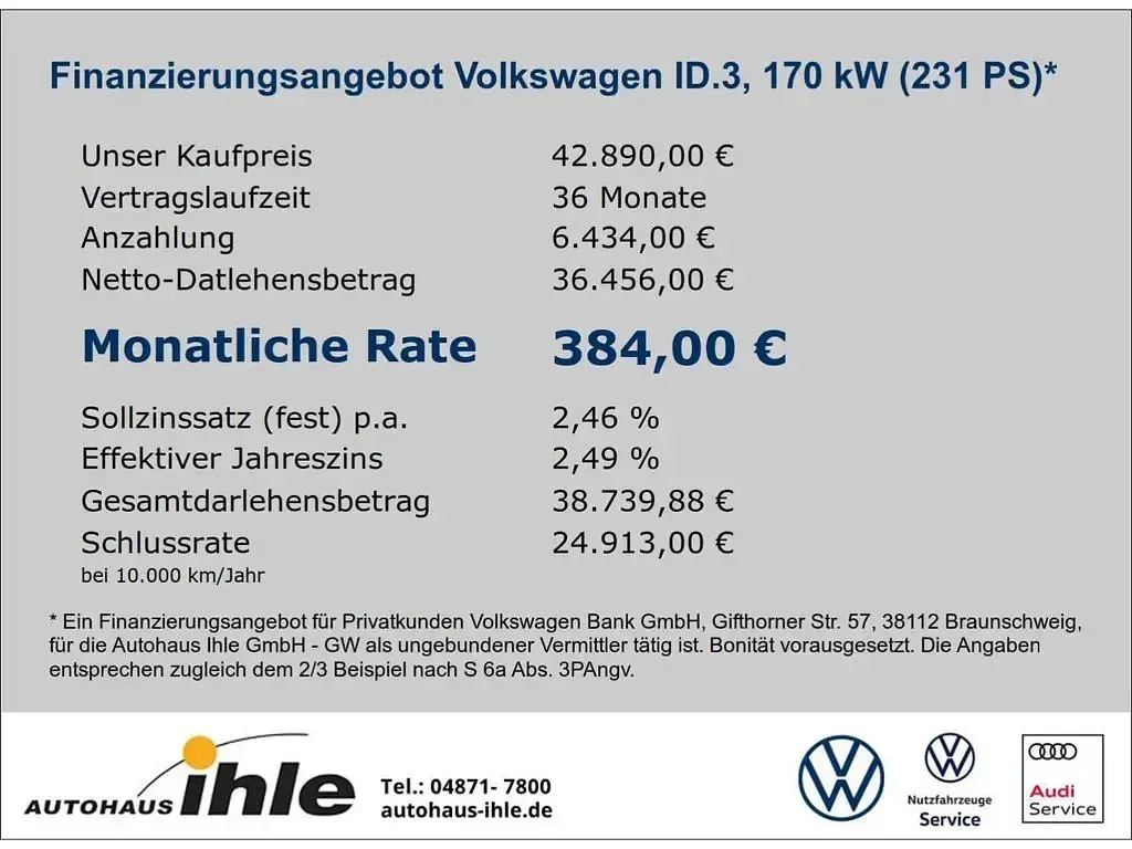 Gebraucht VW ID.3 Pro 169 kW (231 PS) 2025 Gruen Kleinwagen