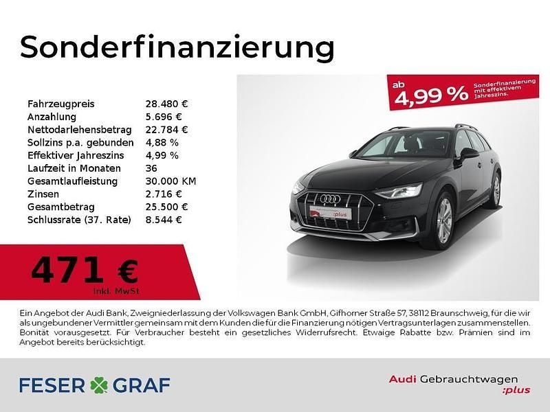 Brillantschwarz Gebraucht 2022 Audi A4 Basis Limousine | 28.480 € (Teuer) - Bild 1/4