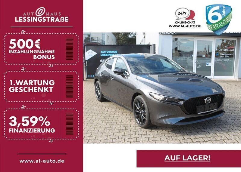 Grau (machine gray metallic) Neu 2024 Mazda 3 Homura-Line Limousine | 30.980 € (Fairer Preis) - Bild 1/4