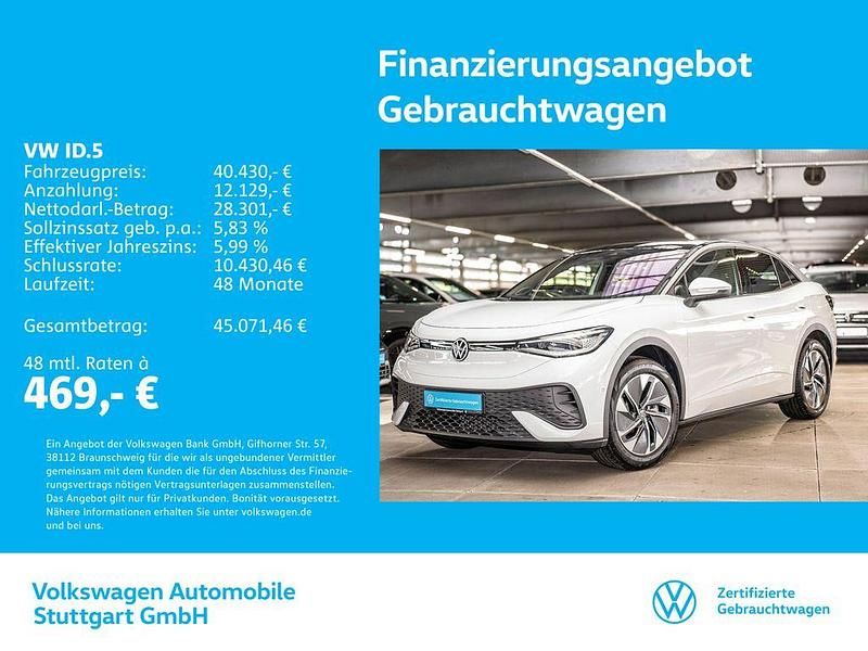 Gletscherweiß metallic/schwarz Gebraucht 2024 VW ID.5 Pro SUV | 40.430 € (Superpreis) - Bild 1/4